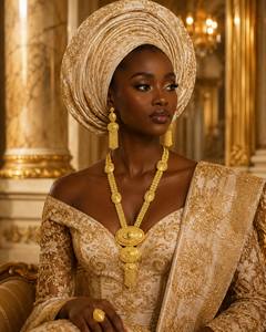 Luxury 24K Gold Dubai Style Long Box Necklace Set Women African <b>Bridal</b> Jewelry Arabic Statement Layered Oval Pendant Necklace - Product Image 3