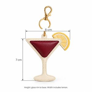 Cocktail Keychain with Padded PU Leather Martini Glass Charm for Bar Promotional Gift - Product Image 6