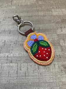 Customized Shape Beaded Hand Embroidered Eco-Friendly Fruit Pattern Carabiner Keychain Felt Gold <b>Sequins</b> Durable Classic Inlay - Product Image 2