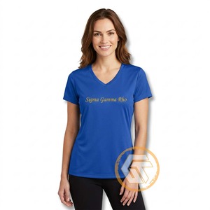 เสื้อยืดลำลองผู้หญิง Sigma Gamma Rho คอวี แขนสั้น ผ้าเจอร์ซีย์คอตตอน 100% แห้งเร็ว สีฟ้า สำหรับฤดูร้อน พิมพ์ลายโลโก้ตราสัญลักษณ์ - Product Image 2