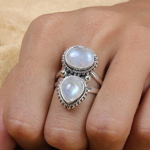 Natural Moonstone <b>Ring</b> Handmade Gemstone Jewelry <b>Dainty</b> Boho <b>Ring</b> Unique Gift for Women - Product Image 2