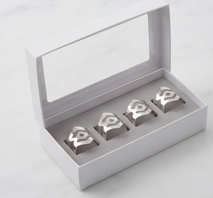 <b>Silver</b> Geometric Metal <b>Napkin</b> Rings Laser Cut Diamond Pattern Modern Table Decoration For Party Use - Product Image 6