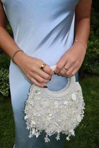 <b>Green</b> Beaded Envelope <b>Clutch</b> <b>Bag</b> with Gold Chevron Pattern - Product Image 2