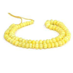 Perles de pierres précieuses en opale jaune colorée sculptées en forme de melon, pour la fabrication de bijoux, fil de pierres en vrac - Product Image 3