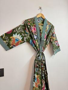 Wholesale Women's Tiger Print Cotton Breathable Drawstring Closure Kimono Dressing Gown Long Beach Wear Hotel <b>Bath</b> Robe - Product Image 4