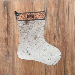 2024 New 13" <b>Small</b> <b>Christmas</b> Holiday Stockings Hot Selling Western Cowhide Floral Tooled Leather DAD <b>Christmas</b> <b>Tree</b> Stockings - Product Image 3