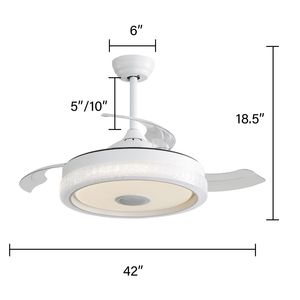 Ventilatore da soffitto moderno a LED da 42 pollici con luce LED da 36W 120V, 3 pale in ABS, telecomando, motore DC reversibile, design invisibile - Product Image 4