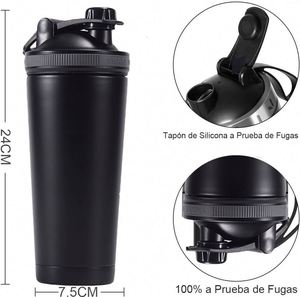 Botella de Proteína de Acero Inoxidable con Aislamiento de Doble Pared de 25 oz/750 ml con Logotipo Personalizado, Vaso Mezclador Deportivo para Gimnasio al por Mayor - Product Image 2