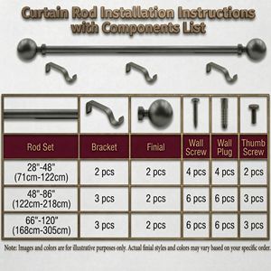 Modern Metal <b>Curtain</b> Rod with Finials for Window Treatment - Product Image 5