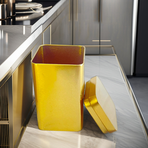 กล่องดีบุกโลหะสุญญากาศทรงสี่เหลี่ยมทันสมัยสำหรับใส่กาแฟภาชนะบรรจุสีสันสดใสที่เก็บอาหารรีไซเคิลได้สำหรับน้ำตาลช็อกโกแลต - Product Image 1