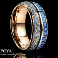 Wolframcarbid-Ring mit Meteorit-Textur-Einlage, Multi-Material Ehering, Großhandel Luxus-Schmuck