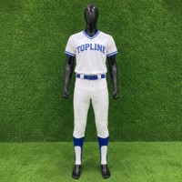 Maillot de baseball pour homme Topline TONE, blanc et bleu, imprimé par sublimation, motif 3D, tissu en maille, col en V, manches courtes, respirant