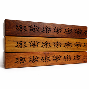 Plateau à encens en bois parfumé - Motif de fleur de lotus pur - Product Image 6