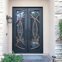 Porte d'entrée extérieure de villa en acier inoxydable découpée CNC, design artisanal sécurisé, étanche, pour cour, fabriquée au Vietnam