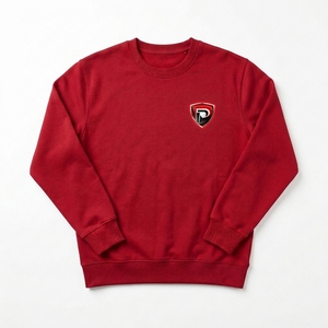 <b>Red</b> <b>Men's</b> Crew Neck <b>Sweatshirt</b> Printed Logo Front Regular Fit Casual Knitted 100% Cotton Spring Solid Color Pullover Streetwear - Product Image 1