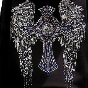 Sweat-shirt à capuche noir pour homme avec imprimé ailes d'ange en strass au dos, décontracté, tricoté, coupe classique, automne - Product Image 6