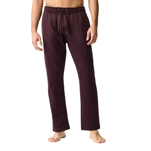 Burgundy Red Open Hem Regular Fit Brushback Joggers <b>Mens</b> Casual Sweatpants Elastic Waist Drawstring <b>Lounge</b> Trousers with Pockets - Product Image 1