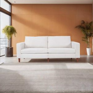 Divano Angolare in Pelle e Velluto a Coste Bianco Stile Moderno, Multifunzionale per Soggiorno o Ufficio - Product Image 1
