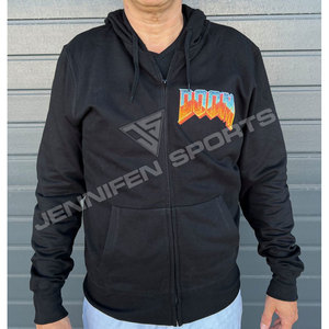 Sudadera con capucha de invierno para hombre, con cremallera, transpirable, de tejido geométrico TC, estilo gótico urbano, de alta calidad, 450 gramos, algodón de alto gramaje - Product Image 3