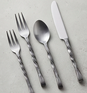 Ensemble de couverts modernes à finition mate avec poignées torsadées, compatibles lave-vaisselle, pour mariage, usage domestique et quotidien - Product Image 4