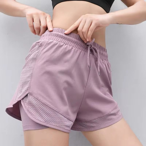 Shorts de sport pour femme à taille haute, respirants, écologiques, en toile, séchage rapide, pour la course, le fitness, le yoga, la gym, avec logo personnalisé - Product Image 4