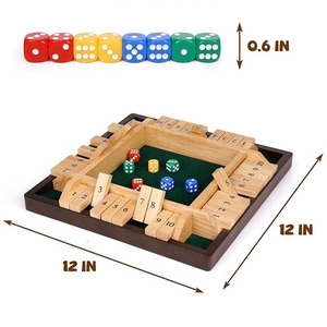 Jeu de dés en bois Shut The Box avec des jeux de dés colorés, jeu de société familial moderne pour le plaisir et le divertissement en famille - Product Image 4