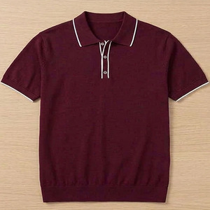 Polo homme léger coupe ajustée décontracté avec col à bordure blanche et patte de boutonnage à 3 boutons pour l'été - Product Image 1