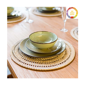 Rattan Placemat Round | Handmade Natural Woven Charger <b>Plate</b> | Eco Tableware 35cm OEM Bulk Supplier - Product Image 6