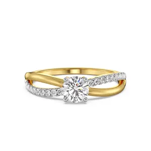 Bague de fiançailles en diamant de culture, éclat en grappe, pour femme, bague statement, cadeau d'anniversaire, bague de promesse, or massif 14 carats - Product Image 3