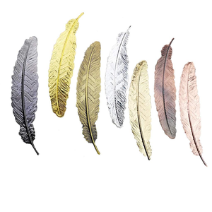 Marque-page en métal de qualité supérieure, créatif et classique, avec plume et feuille rétro, design antique, idéal pour les cadeaux promotionnels de bureau - Product Image 4