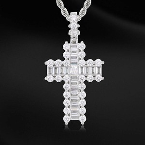 Nouveau Collier Pendentif Croix Bling CZ Iced Out Couleur Argent Charme Mode Hommes Femmes Bijoux Hip Hop Cadeau - Product Image 3