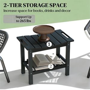 Black Storage Bench <b>Small</b> Side <b>Table</b> & <b>Coffee</b> <b>Table</b> Multi-Functional Patio Bench with Storage Features - Product Image 2