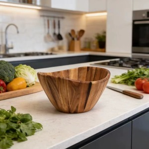 Tazón para Servir y Mezclar Ensaladas de Madera, Ecológico, Clásico, No Tóxico, Pulido, Duradero y de Alta Calidad, Ideal para Fiestas y el Hogar - Product Image 6