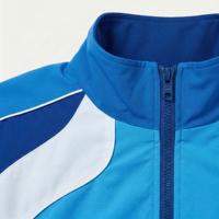 Conjunto Deportivo Unisex Azul con Bloques de Color, Chaqueta con Cierre y Cuello Alto, Estilo Deportivo, Transpirable, de Poliéster, para Adultos, Otoño