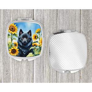 Schipperke Sunflowers Compact Travel <b>Makeup</b> <b>Mirror</b> Handheld Folding Pocket Decorative <b>Mirror</b> <b>for</b> Women and Girls Gift - Product Image 4