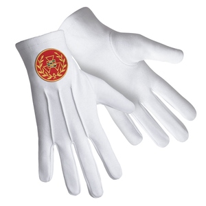 Guantes Masónicos Blancos de Algodón con Bordado del Capítulo del Arco Real, Guantes de Ceremonia Masónica, Fabricante de Artículos de Ceremonia - Product Image 2