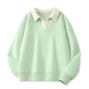 เสื้อสเวตเชิ้ตผู้หญิงแบบมีซับใน น้ำหนัก 320 กรัม คอปกติดกระดุม ผ้าถักกันหด พิมพ์ลายด้านหน้าตามสั่ง สำหรับฤดูใบไม้ร่วงและฤดูหนาว คุณภาพสูง - Product Image 3