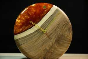 Contemporary Epoxy Resin Wooden <b>Table</b> <b>Clock</b> For Gifting & Homedecor Luxury Smooth Polish Finished Time Piece For Restaurant - Product Image 5