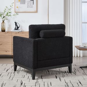 Poltrona singola moderna in stile farmhouse da 35,4 pollici di larghezza, con gambe nere e base in legno, ideale per la lettura nel soggiorno - Product Image 4