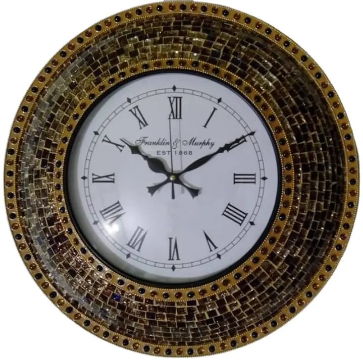 Pendule balançoire oiseau coucou horloge en bois vente chaude décoration de maison Premium luxe mosaïque miroir verre horloge murale