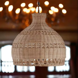 Lustre en bambou tissé de haute qualité Ecowoodies, abat-jour léger pour intérieur et extérieur, lampe artisanale en bambou et rotin, Art Déco, meubles pour la maison - Product Image 2