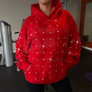 Hot Selling Custom Logo Men Rhinestone Basics <b>Hoodies</b> Latest Design Breathable <b>Lightweight</b> Men Rhinestone <b>Hoodies</b> - Product Image 2