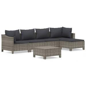 Ensemble de salon de jardin en rotin PE gris avec grandes accoudoirs réglables, mobilier d'extérieur haut de gamme avec sièges confortables - Product Image 2