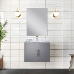 24 Pollici L X 22 Pollici Mobile Bagno Grigio Scuro con Top in Marmo di Carrara e Set Rubinetto per Bagni Piccoli - Product Image 2