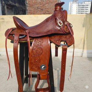 Nueva Llegada: Silla de Montar Western Roughout para Carreras de Barriles, Hecha a Mano con Cuero Genuino de Primera Calidad, para Montar a Caballo en Ranchos y Senderos, Equipo de Vaquero - Product Image 2