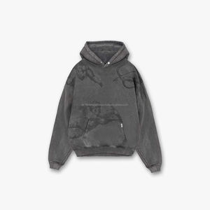 Sudadera con Capucha Personalizada para Hombre, 100% Algodón Poliéster, Estilo Vintage, Color Gris Desteñido, Sudadera con Capucha Desteñida al Sol para Hombre - Product Image 5