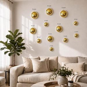 Juego de Adornos Circulares de Pared Chapados en Oro, Diseño Geométrico Abstracto Decorativo Minimalista de Colocación Irregular - Product Image 5