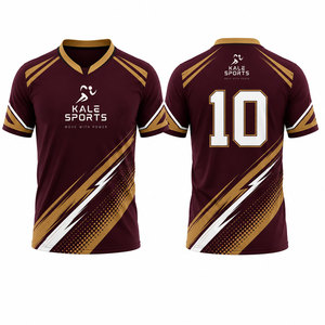 Camisetas de Fútbol para Hombre, Diseño Moderno, Cuello en V, Manga Corta, Transpirables, de Secado Rápido, 100% Poliéster, Colores y Tallas Personalizables, OEM/ODM - Product Image 3