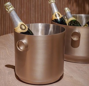 Seau à vin en acier inoxydable, design minimaliste rond, résistant à la rouille, bac à boissons pour fêtes, pour refroidir le champagne - Product Image 1