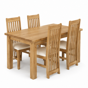 ARTERRA Ensemble de salle à manger de luxe écologique et durable en teck fait main, style ferme moderne, table rectangulaire, chaises rembourrées, hôtel - Product Image 1